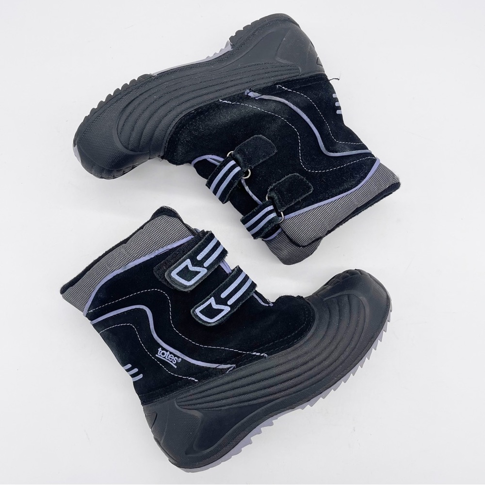 Totes Girls’ Waterproof Suede Rubber Hook and Loop Insulated Winter Boot